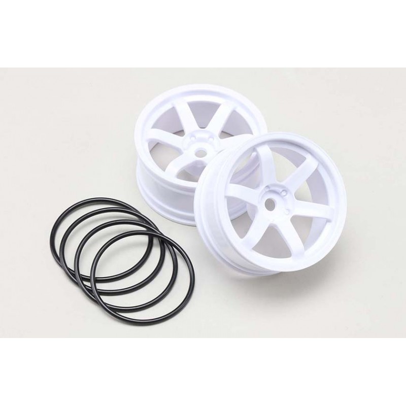 Yokomo Drift 6-Spoke Wheels, Offset 7, White (4 rims)