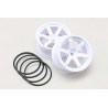 Yokomo Drift 6-Spoke Wheels, Offset 7, White (4 rims)
