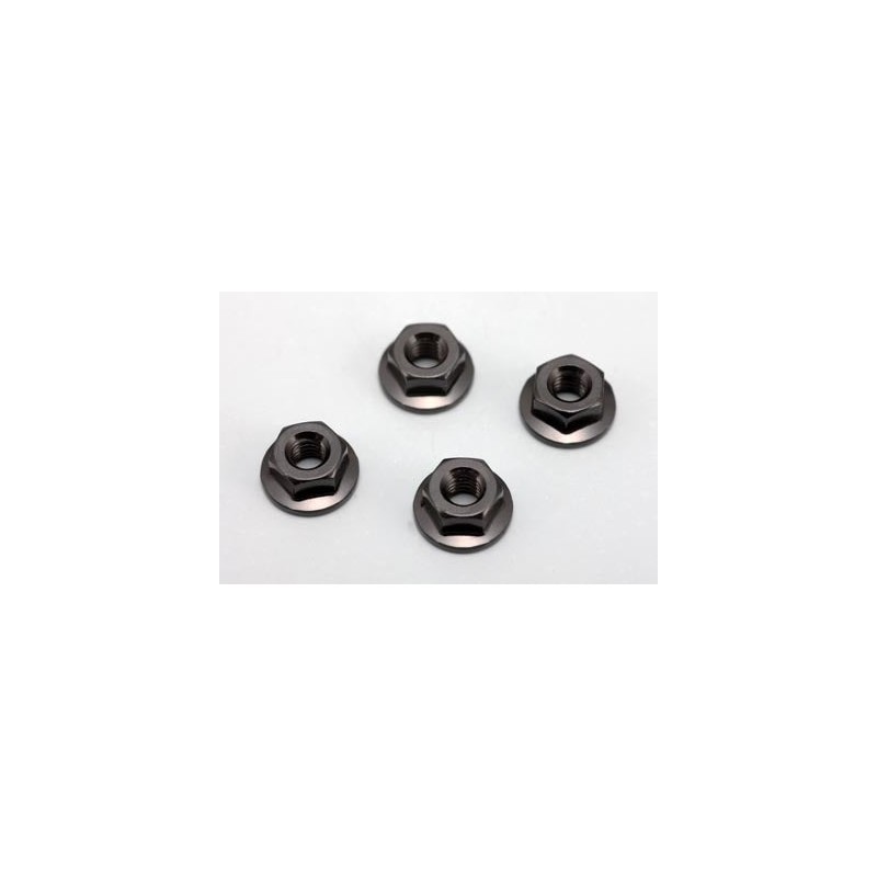 Yokomo M4 Aluminium Serrated Flange Nut, 4 pcs.
